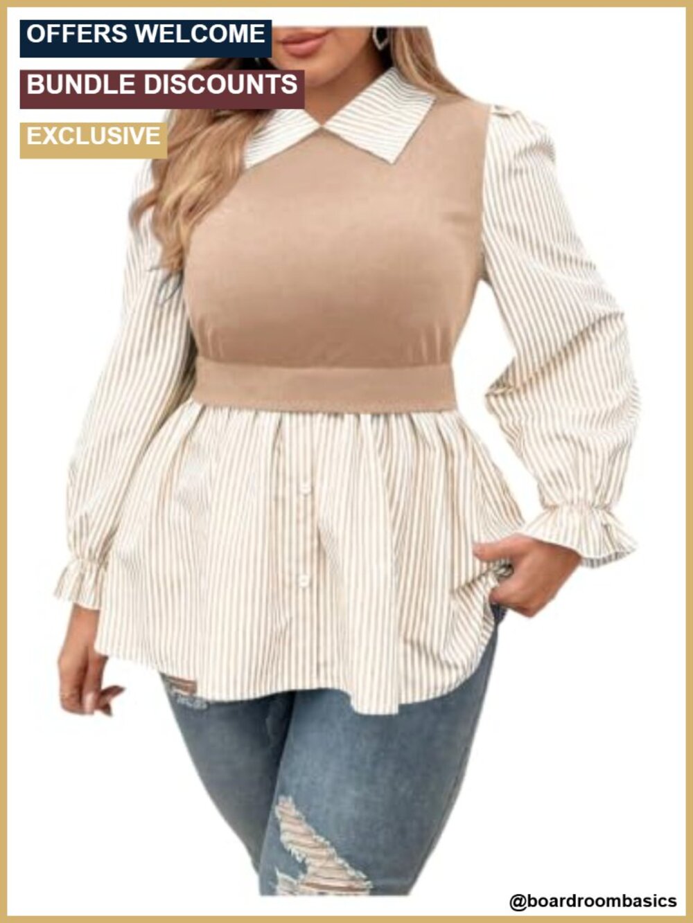 Plus Size Peplum Top Leopard Print Button Down Long Sleeve Blouse